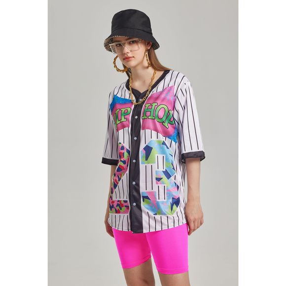 80s 90s Outfit For Women, Hip Hop Rapper Costume Accessoriess Baseball Jersey🙈 Accessories